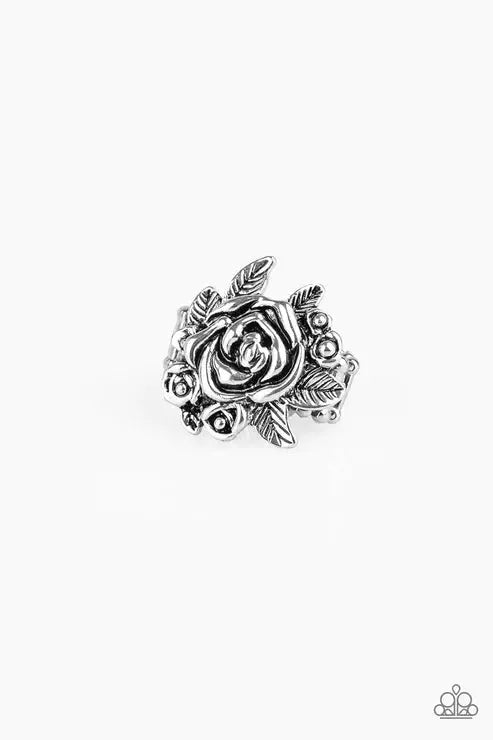 Bouquet Bonanza Silver Ring - Paparazzi Accessories- lightbox - CarasShop.com - Paparazzi Jewelry by Cara Jewels