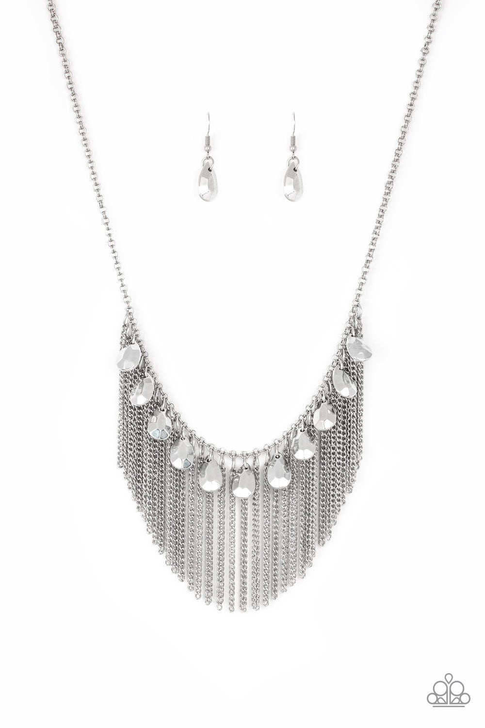 Bragging Rights Silver Fringe Necklace - Paparazzi Accessories- lightbox - CarasShop.com - Paparazzi Jewelry by Cara Jewels