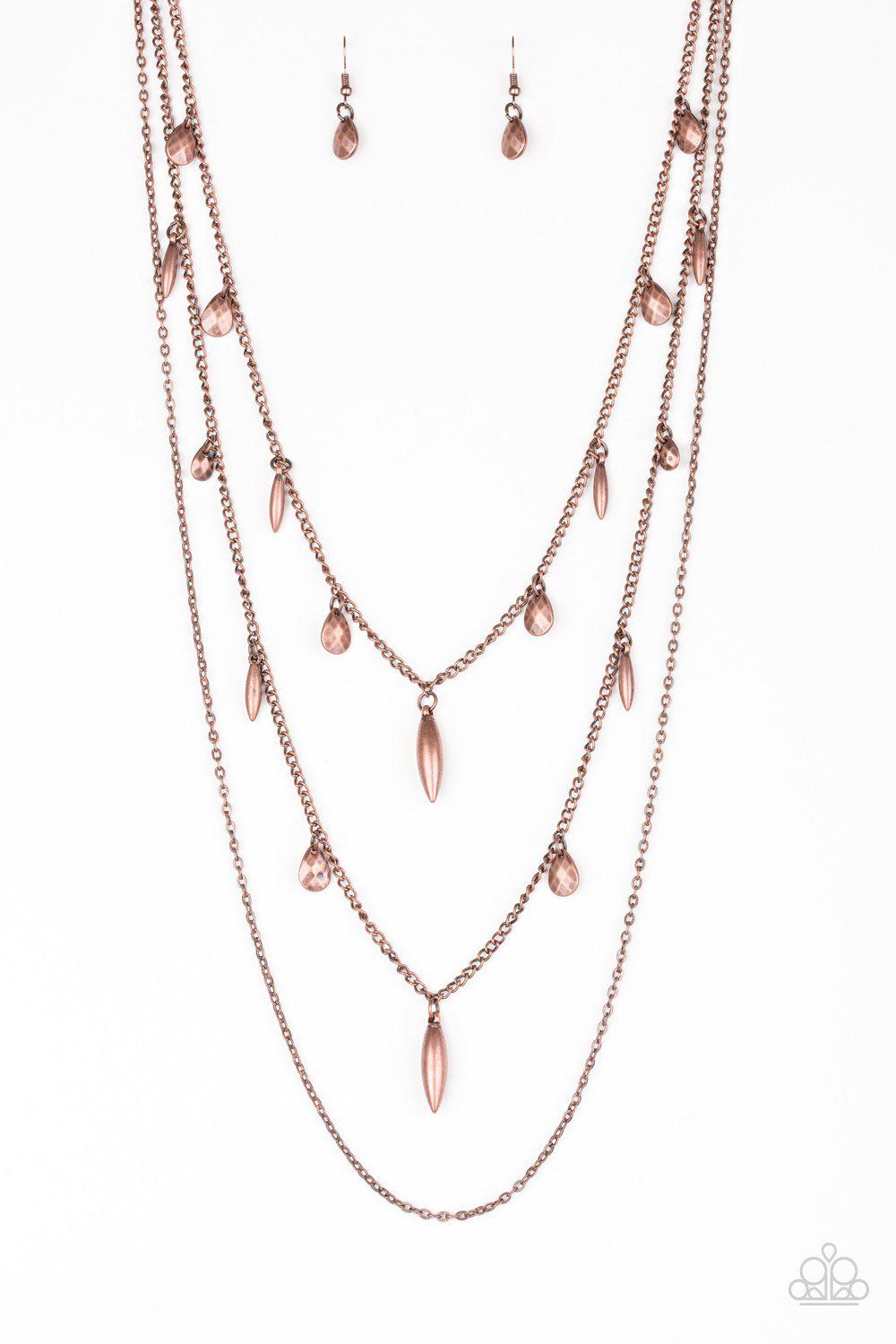 Bravo Bravado Copper Necklace - Paparazzi Accessories- lightbox - CarasShop.com - Paparazzi Jewelry by Cara Jewels