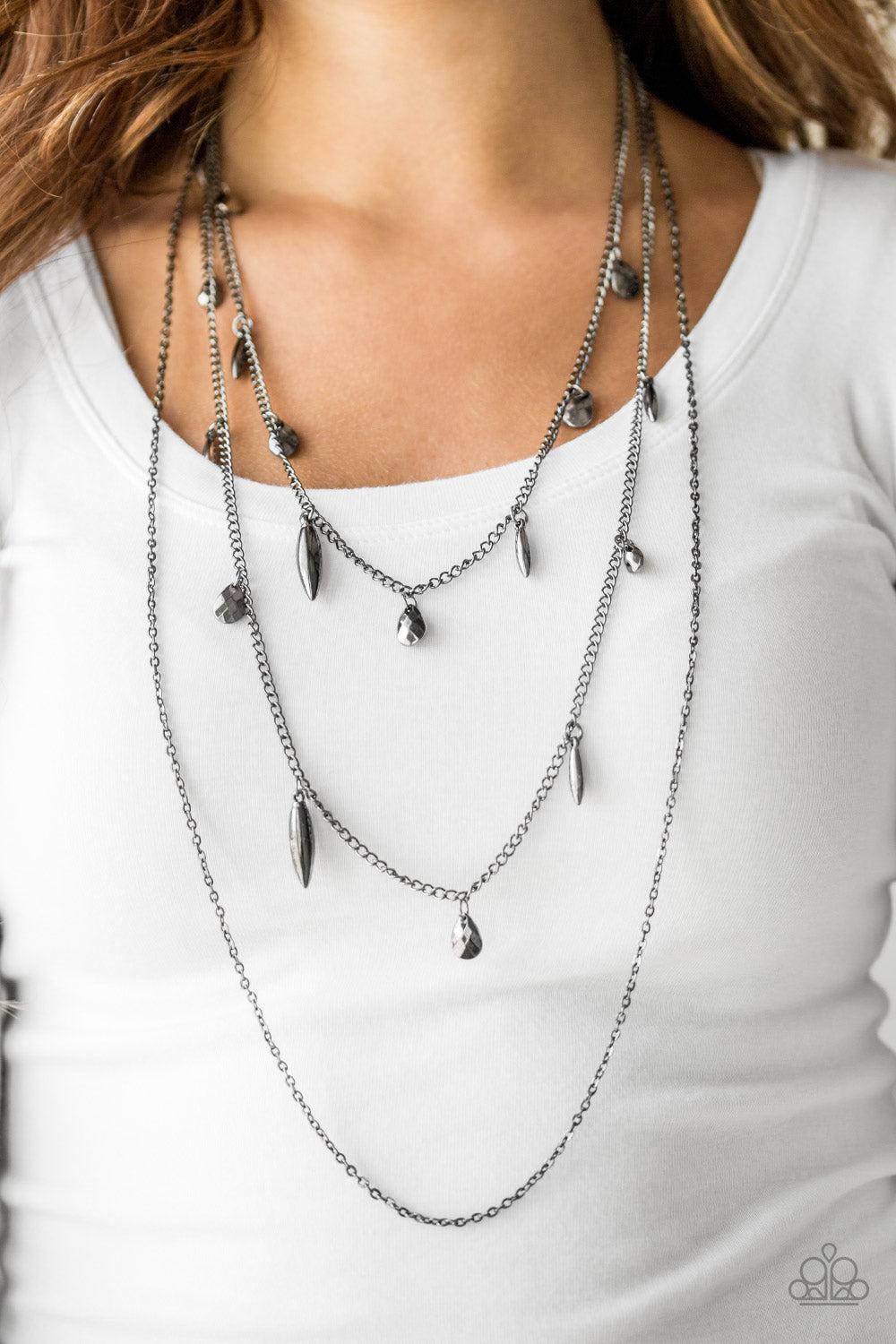 Bravo Bravado Gunmetal Black Necklace - Paparazzi Accessories- lightbox - CarasShop.com - Paparazzi Jewelry by Cara Jewels