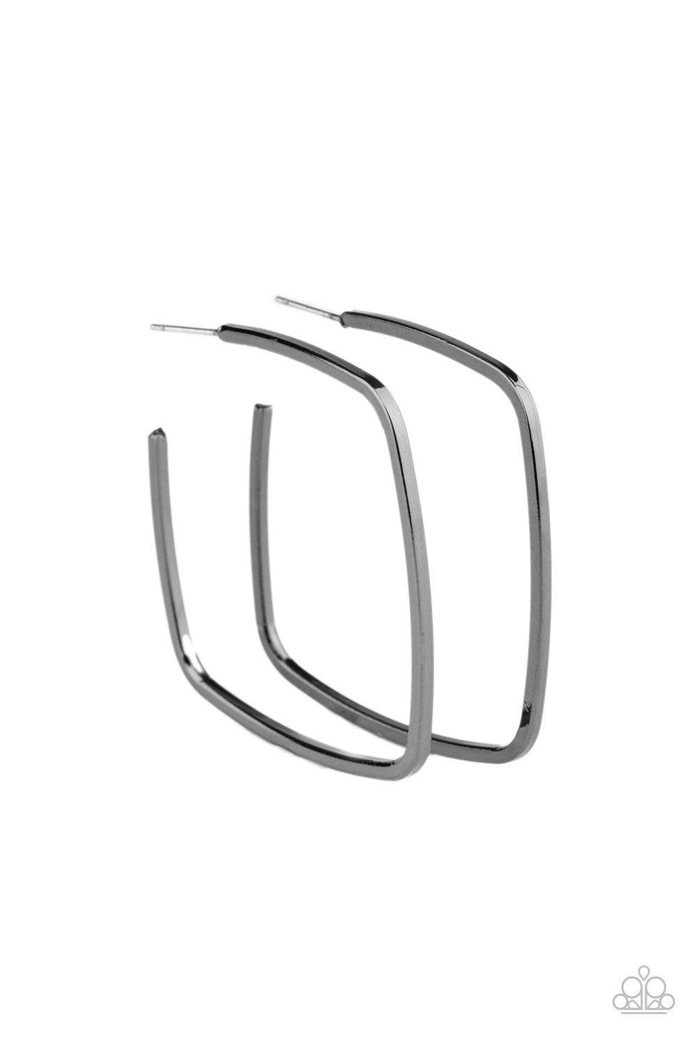 Brazen Beauty Black Gunmetal Hoop Earrings - Paparazzi Accessories- lightbox - CarasShop.com - Paparazzi Jewelry by Cara Jewels