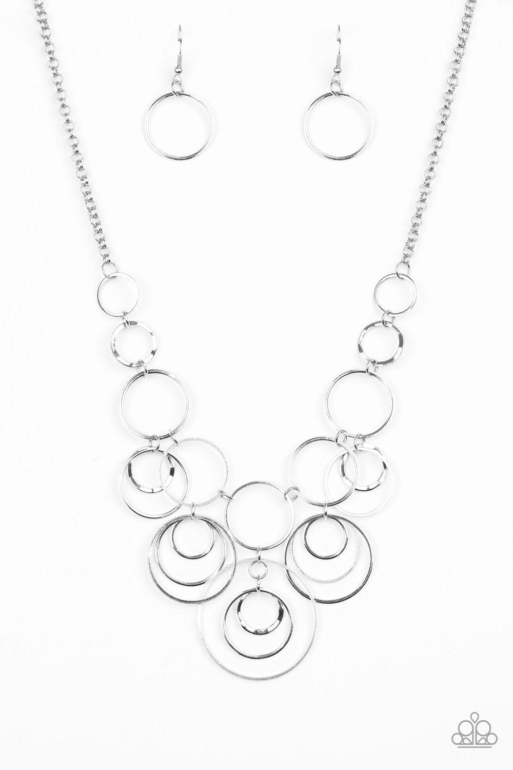 Break The Cycle Silver Necklace - Paparazzi Accessories- lightbox - CarasShop.com - Paparazzi Jewelry by Cara Jewels