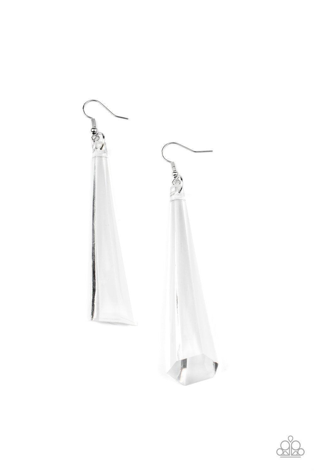 Break The Ice White Earrings - Paparazzi Accessories- lightbox - CarasShop.com - Paparazzi Jewelry by Cara Jewels