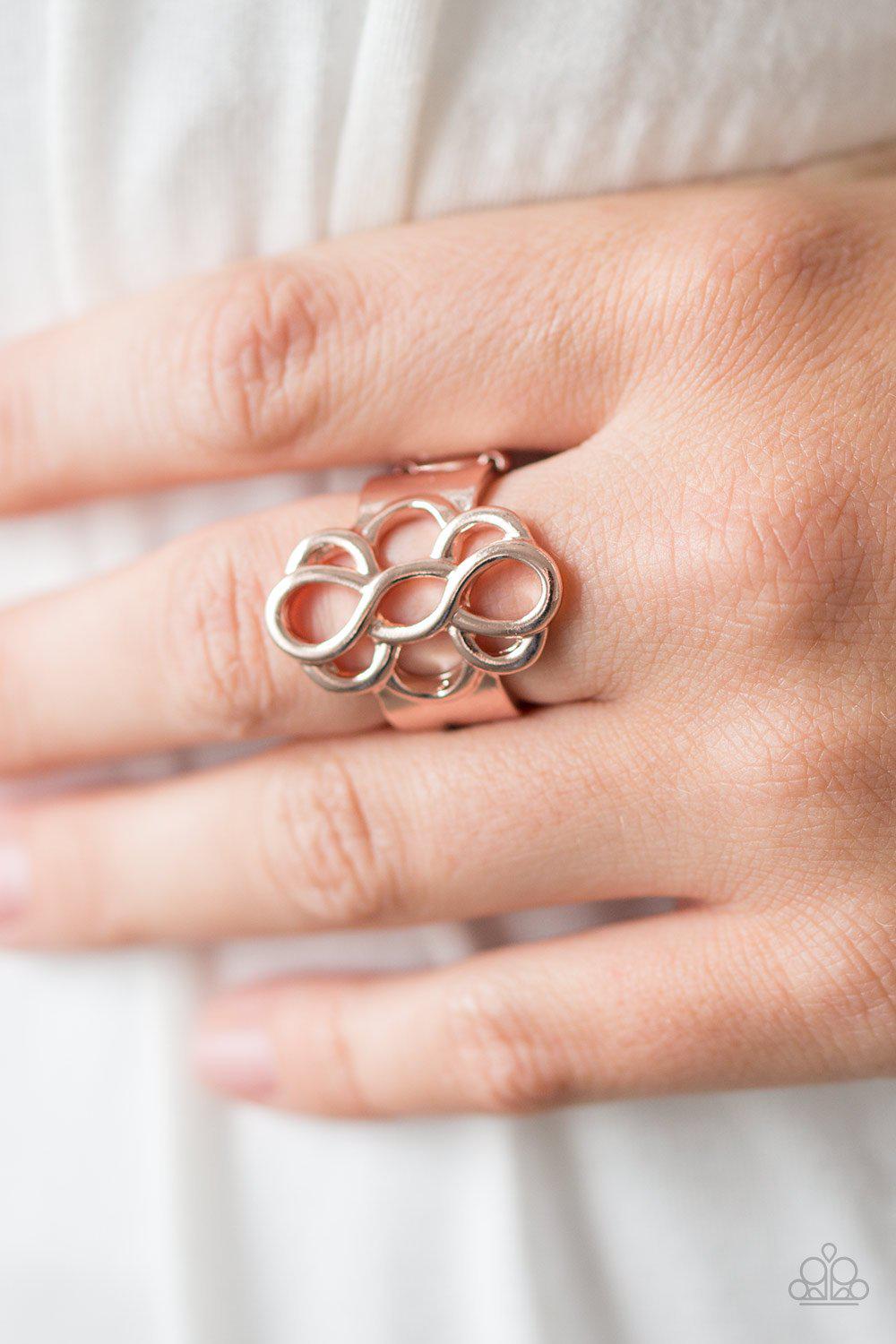 Breathe It All In Rose Gold Ring - Paparazzi Accessories- on model - CarasShop.com - Paparazzi Jewelry by Cara Jewels