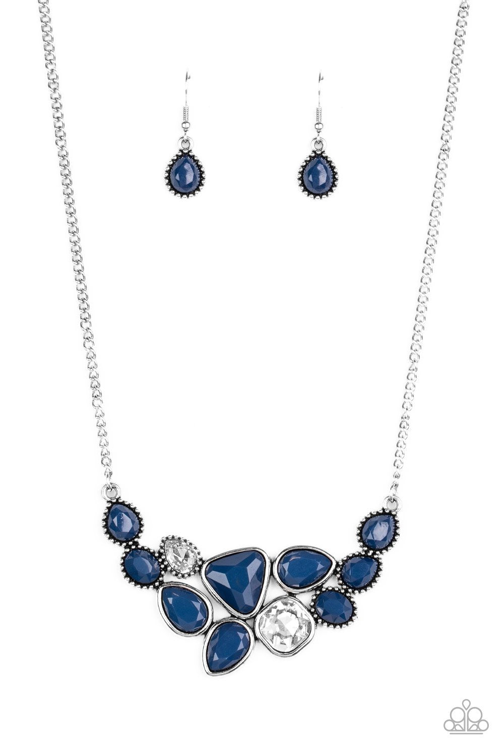 Breathtaking Brilliance Blue and White Necklace - Paparazzi Accessories- lightbox - CarasShop.com - Paparazzi Jewelry by Cara Jewels