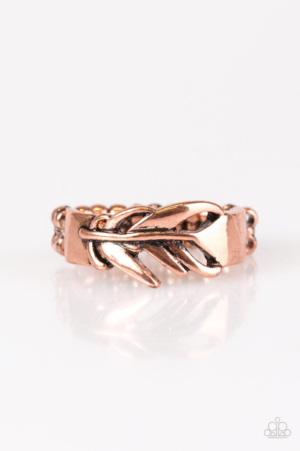 Bright As A Feather Copper Ring - Paparazzi Accessories- lightbox - CarasShop.com - Paparazzi Jewelry by Cara Jewels