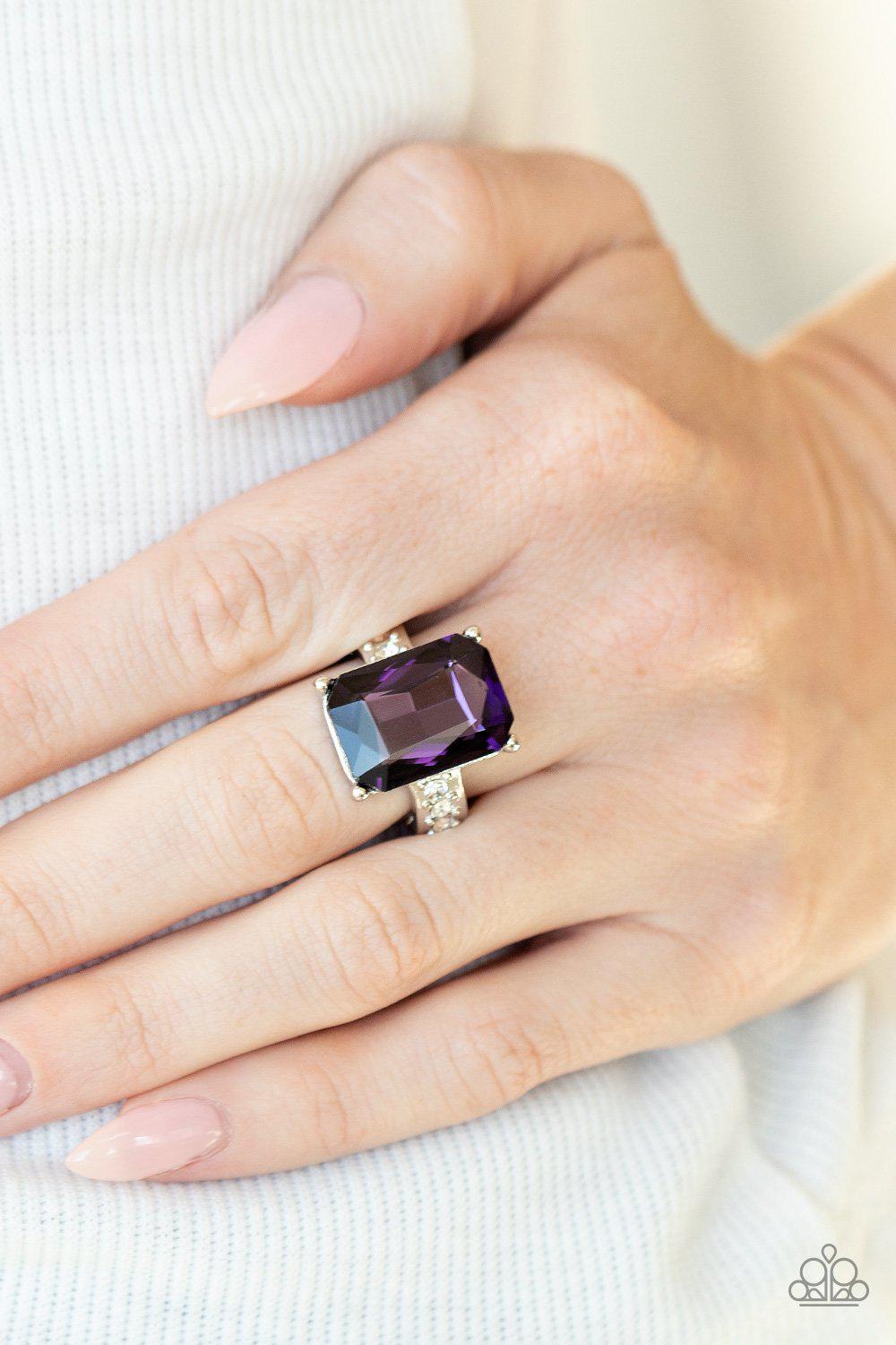 Bring Down the POWERHOUSE Purple Ring - Paparazzi Accessories- lightbox - CarasShop.com - Paparazzi Jewelry by Cara Jewels