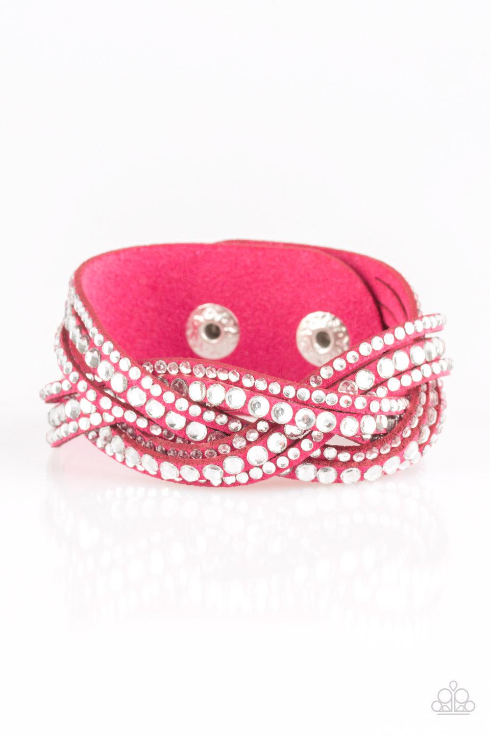 Bring on the Bling Pink Bracelet - Paparazzi Accessories- lightbox - CarasShop.com - Paparazzi Jewelry by Cara Jewels