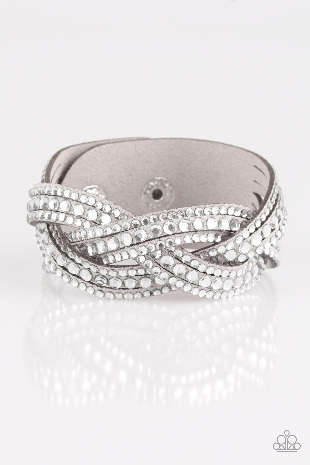 Bring on the Bling Silver Wrap Bracelet - Paparazzi Accessories- lightbox - CarasShop.com - Paparazzi Jewelry by Cara Jewels