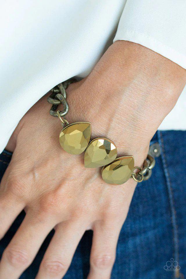 Bring Your Own Bling Brass Bracelet - Paparazzi Accessories- on model - CarasShop.com - Paparazzi Jewelry by Cara Jewels