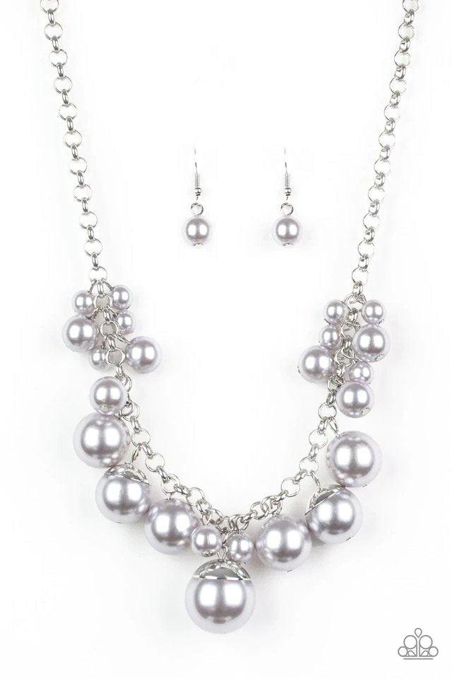 Broadway Belle Silver Necklace - Paparazzi Accessories- lightbox - CarasShop.com - Paparazzi Jewelry by Cara Jewels