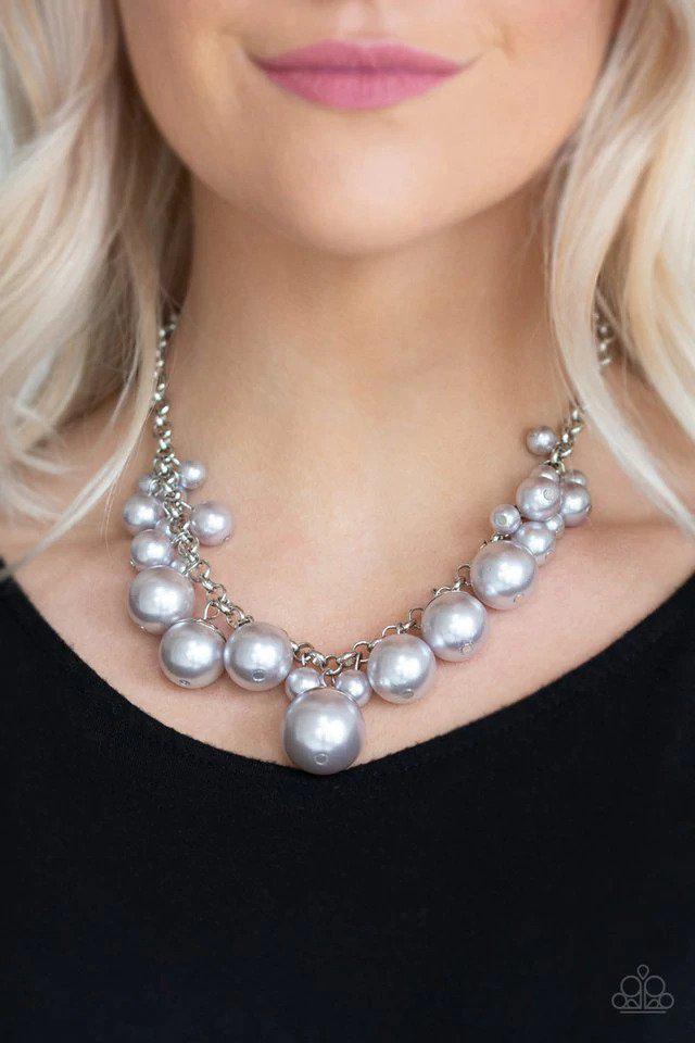 Broadway Belle Silver Necklace - Paparazzi Accessories- on model - CarasShop.com - Paparazzi Jewelry by Cara Jewels
