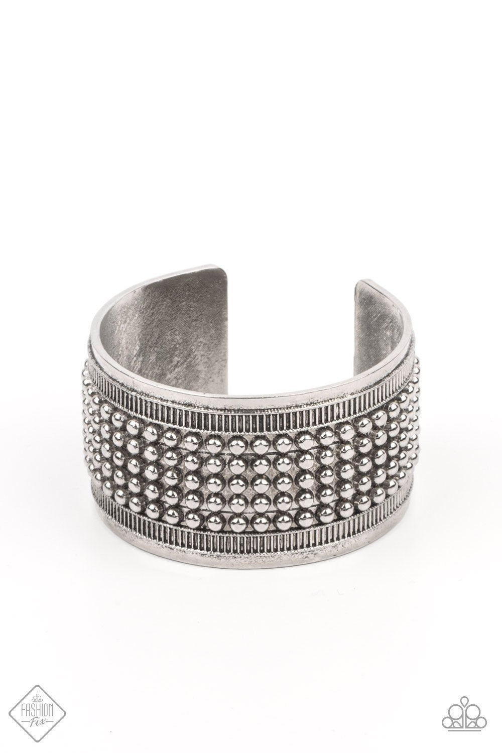 Bronco Bust Silver Cuff Bracelet - Paparazzi Accessories- lightbox - CarasShop.com - Paparazzi Jewelry by Cara Jewels