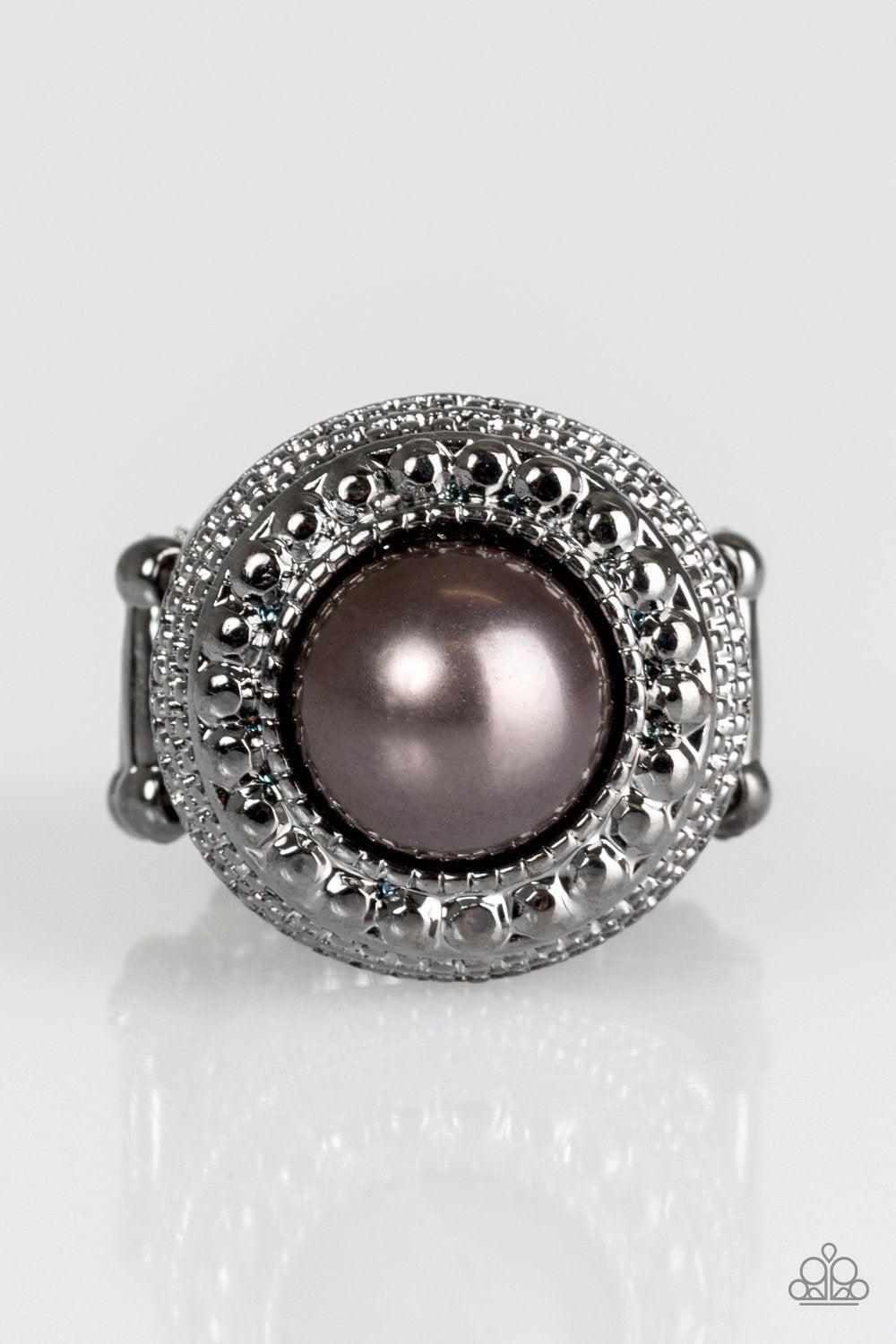 Bronx Beauty Black Pearl Ring - Paparazzi Accessories- lightbox - CarasShop.com - Paparazzi Jewelry by Cara Jewels