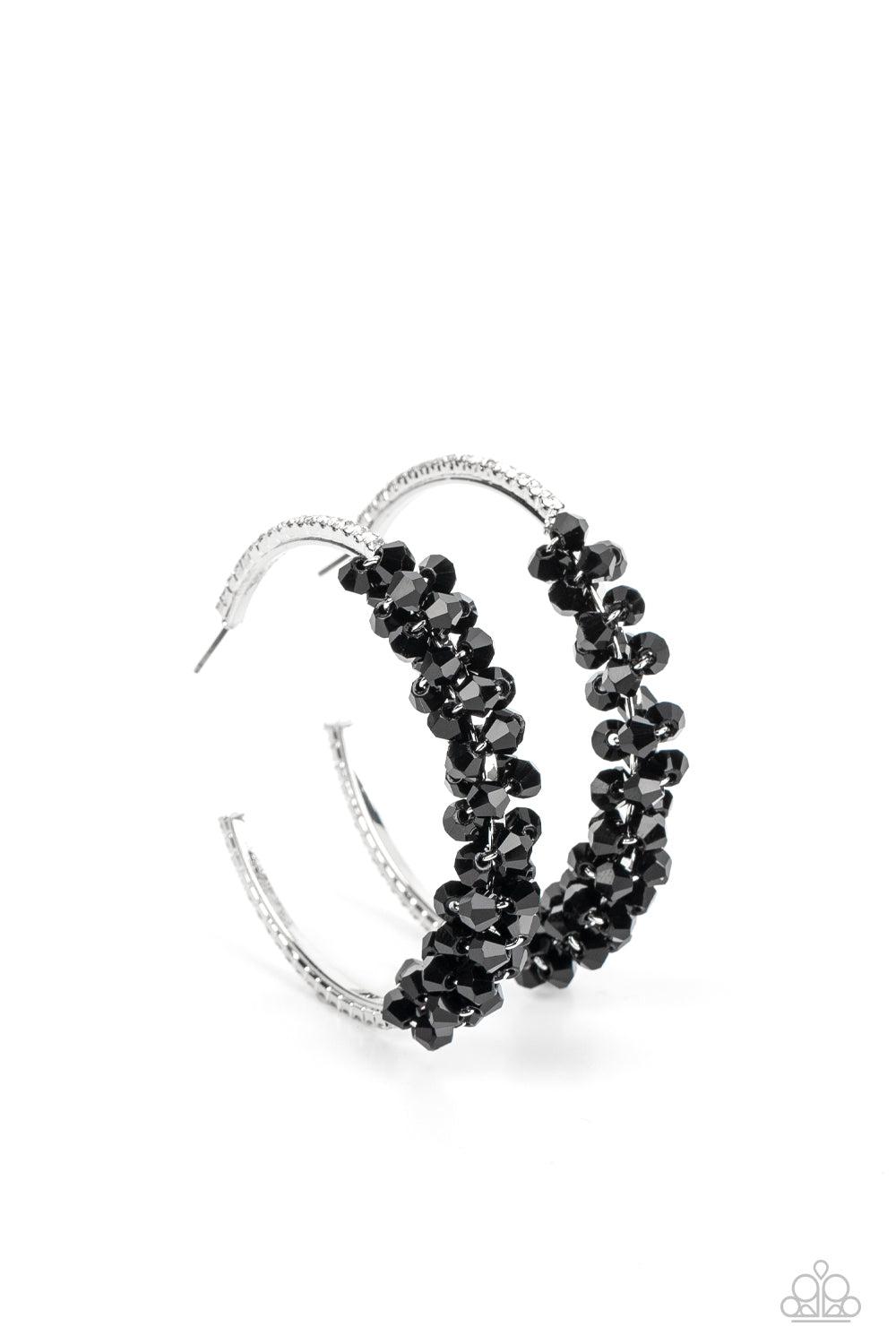 Bubble-Bursting Bling Black & White Hoop Earrings - Paparazzi Accessories- lightbox - CarasShop.com - Paparazzi Jewelry by Cara Jewels