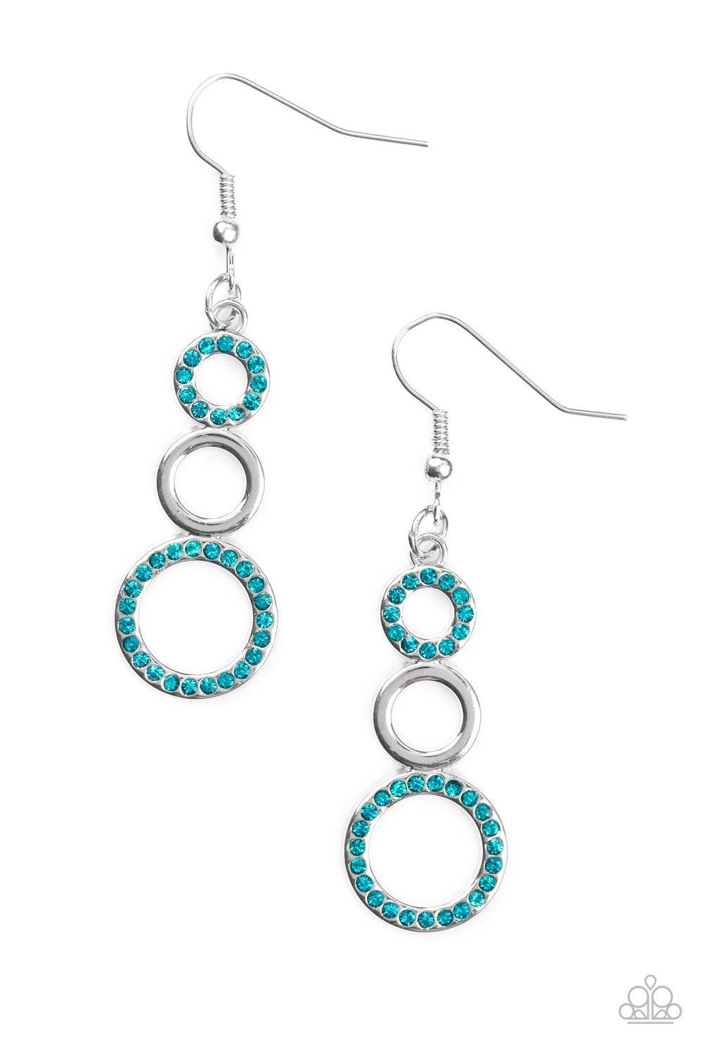 Bubble Bustle Blue Gem Earrings - Paparazzi Accessories- lightbox - CarasShop.com - Paparazzi Jewelry by Cara Jewels