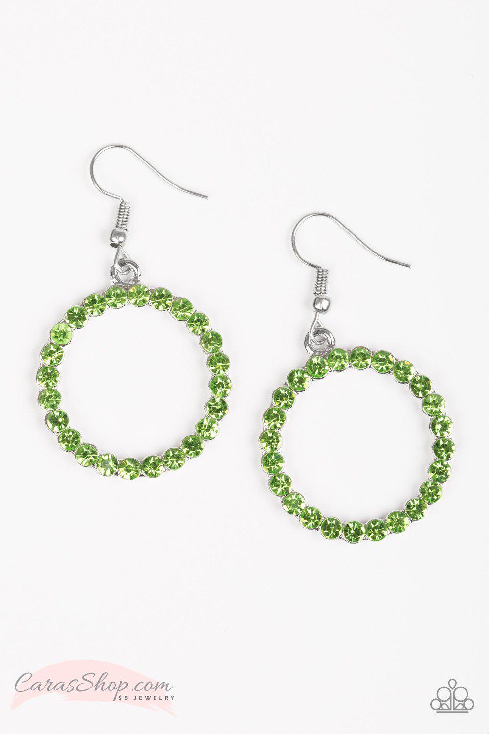 Bubblicious Green Gem Earrings - Paparazzi Accessories- lightbox - CarasShop.com - Paparazzi Jewelry by Cara Jewels