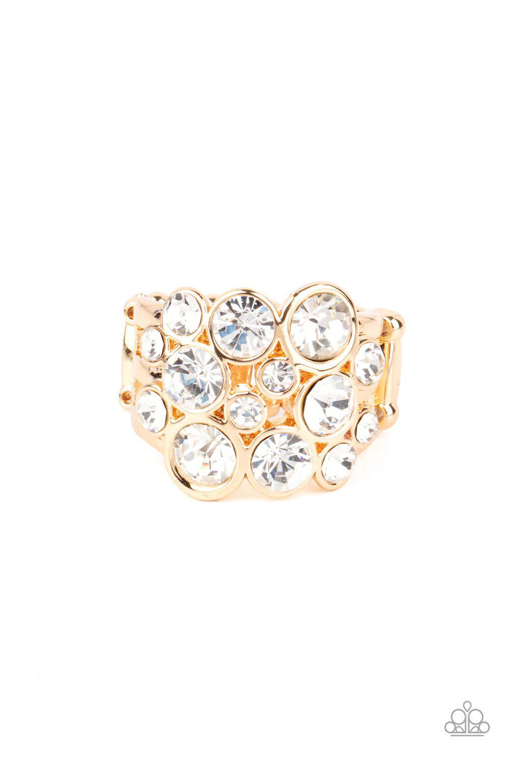 Bubbling Bravado Gold Ring - Paparazzi Accessories- lightbox - CarasShop.com - Paparazzi Jewelry by Cara Jewels