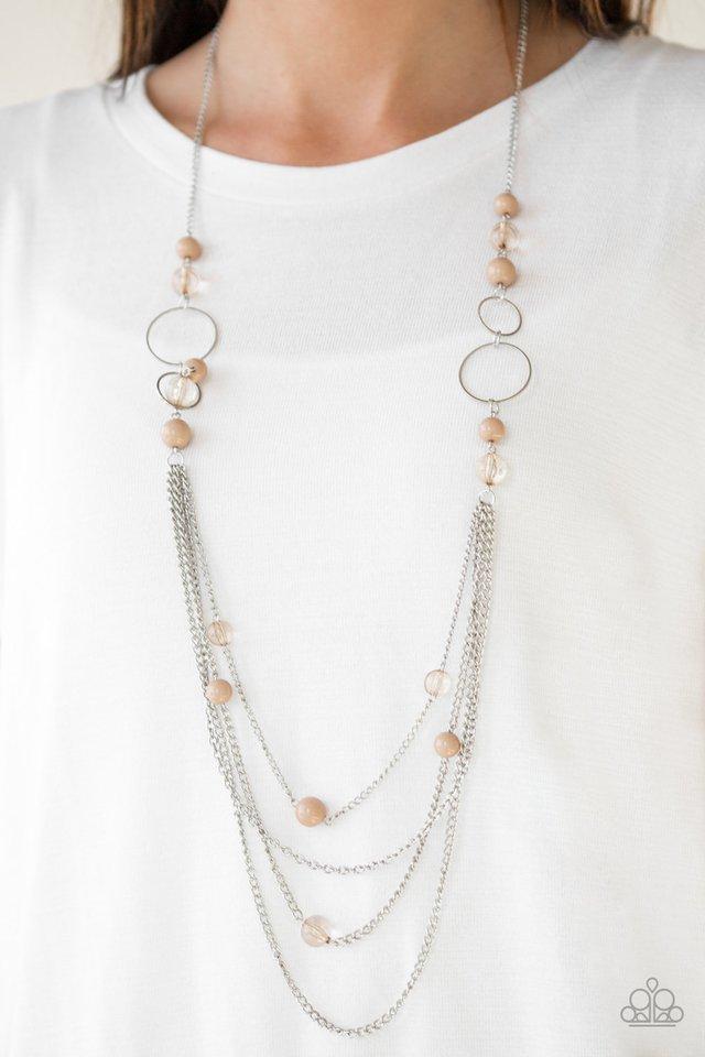 Bubbly Bright Brown and Silver Necklace - Paparazzi Accessories- on model - CarasShop.com - Paparazzi Jewelry by Cara Jewels