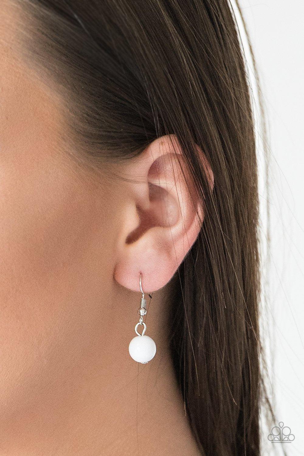 Bubbly Bright White and Silver Necklace - Paparazzi Accessories - free matching earrings -CarasShop.com - Paparazzi Jewelry by Cara Jewels