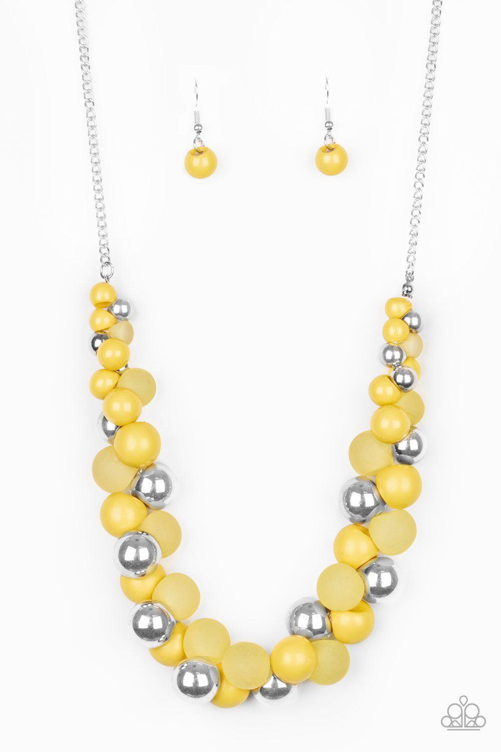 Bubbly Brilliance Yellow Necklace - Paparazzi Accessories- lightbox - CarasShop.com - Paparazzi Jewelry by Cara Jewels