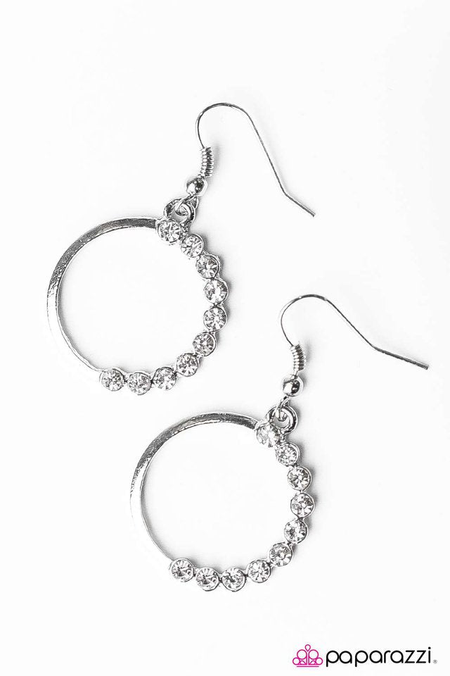 Bubbly Personality White Rhinestone Earrings - Paparazzi Accessories- lightbox - CarasShop.com - Paparazzi Jewelry by Cara Jewels