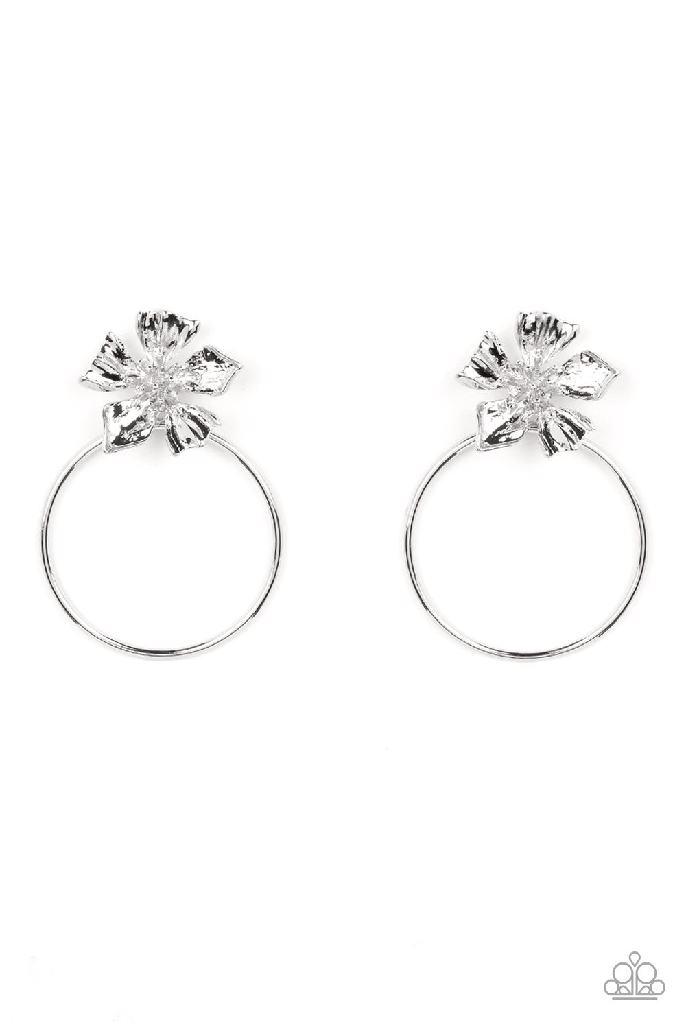 Buttercup Bliss Silver Flower Post Earrings - Paparazzi Accessories- lightbox - CarasShop.com - Paparazzi Jewelry by Cara Jewels