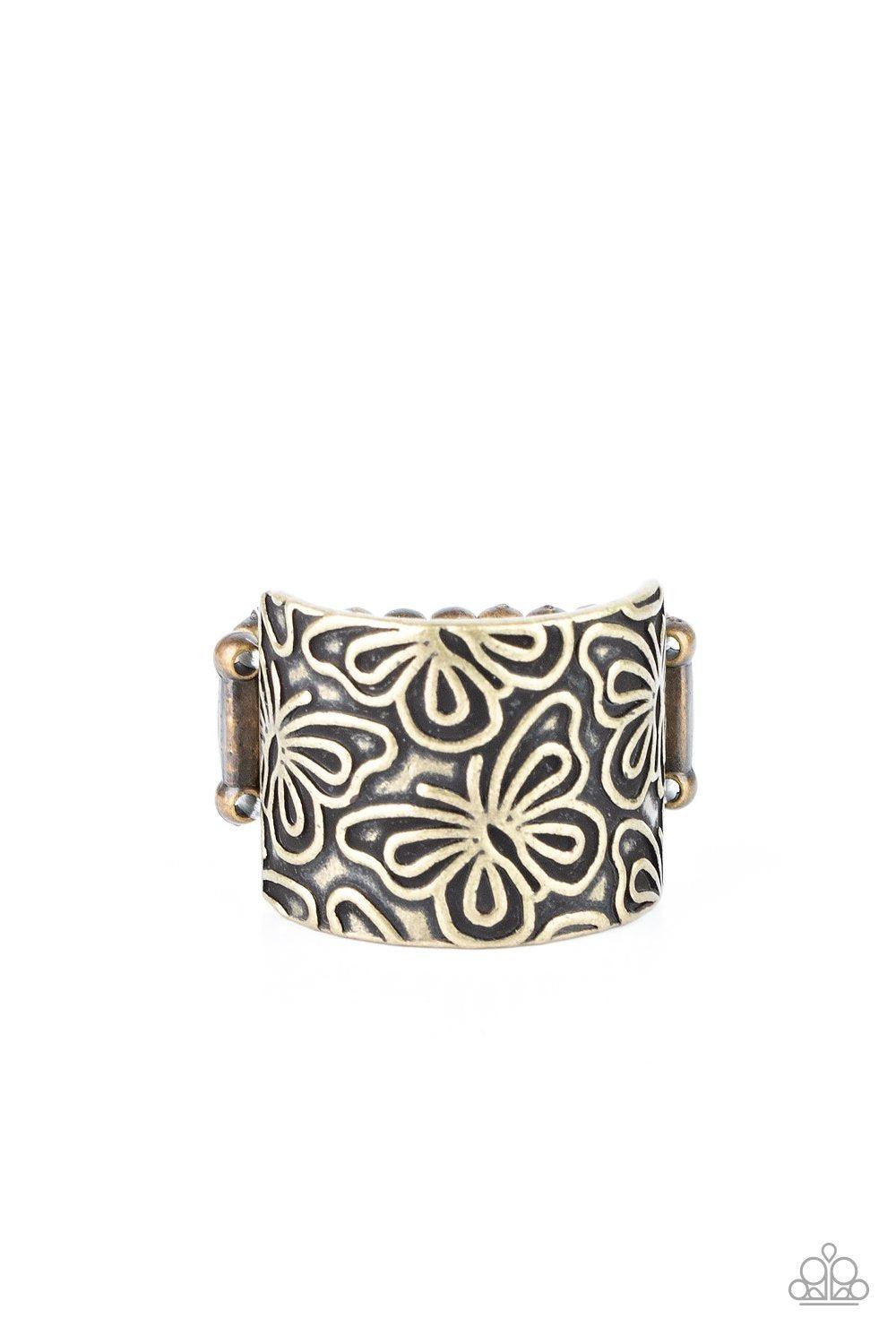 Butterfly Bayou Brass Ring - Paparazzi Accessories- lightbox - CarasShop.com - Paparazzi Jewelry by Cara Jewels