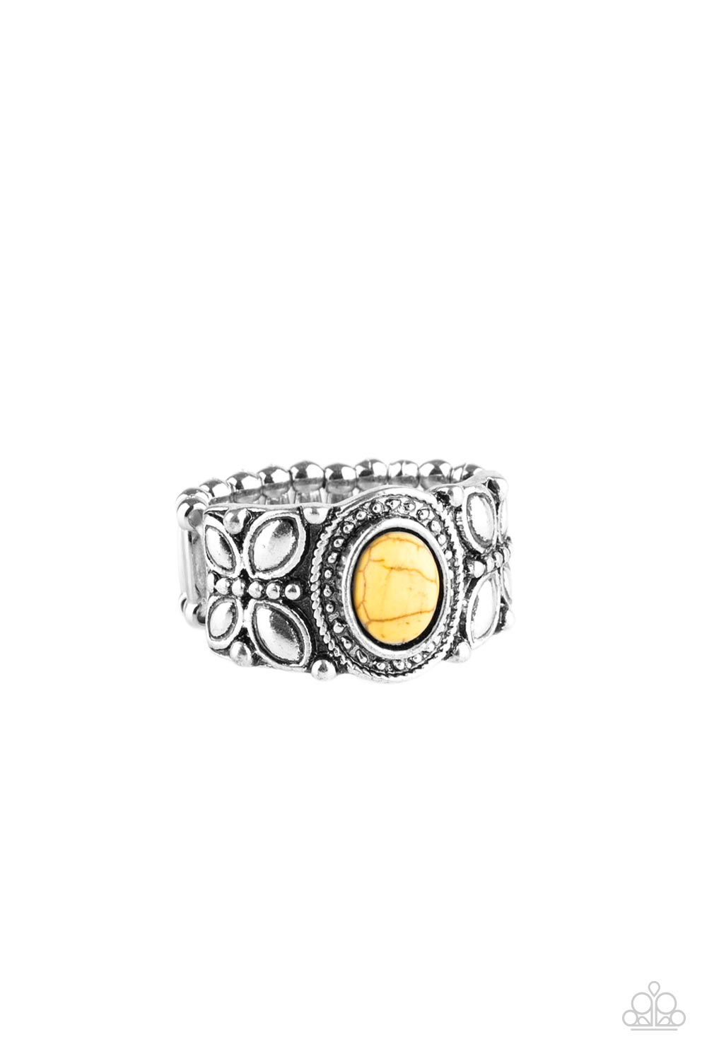 Butterfly Belle Yellow Stone Ring - Paparazzi Accessories- lightbox - CarasShop.com - Paparazzi Jewelry by Cara Jewels