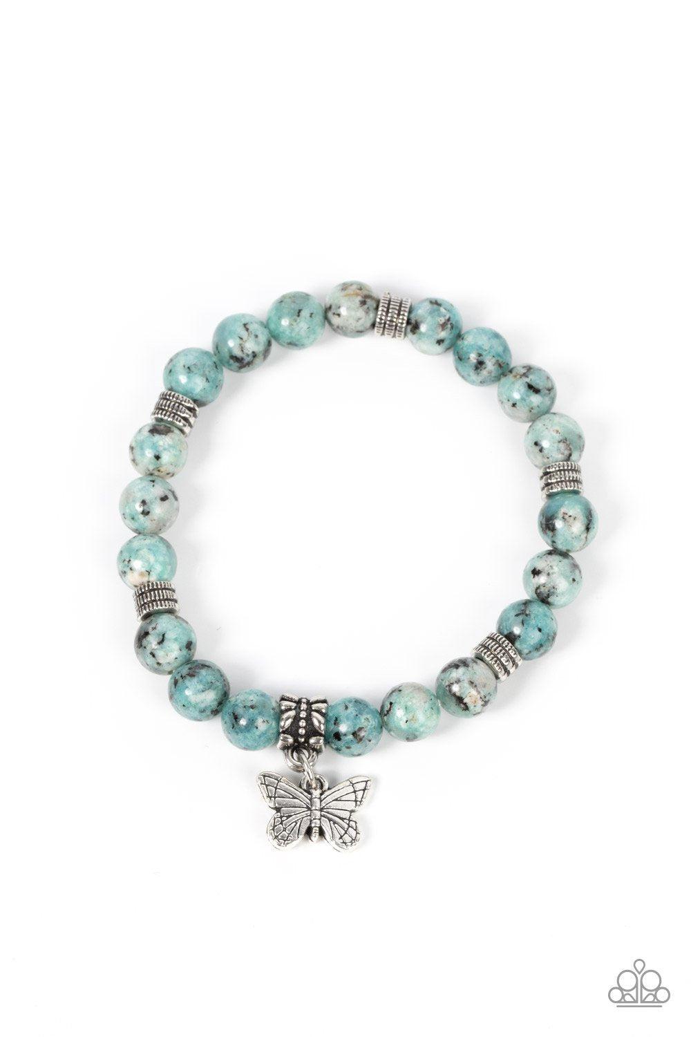 Butterfly Nirvana Blue Stone Butterfly Bracelet - Paparazzi Accessories- lightbox - CarasShop.com - Paparazzi Jewelry by Cara Jewels