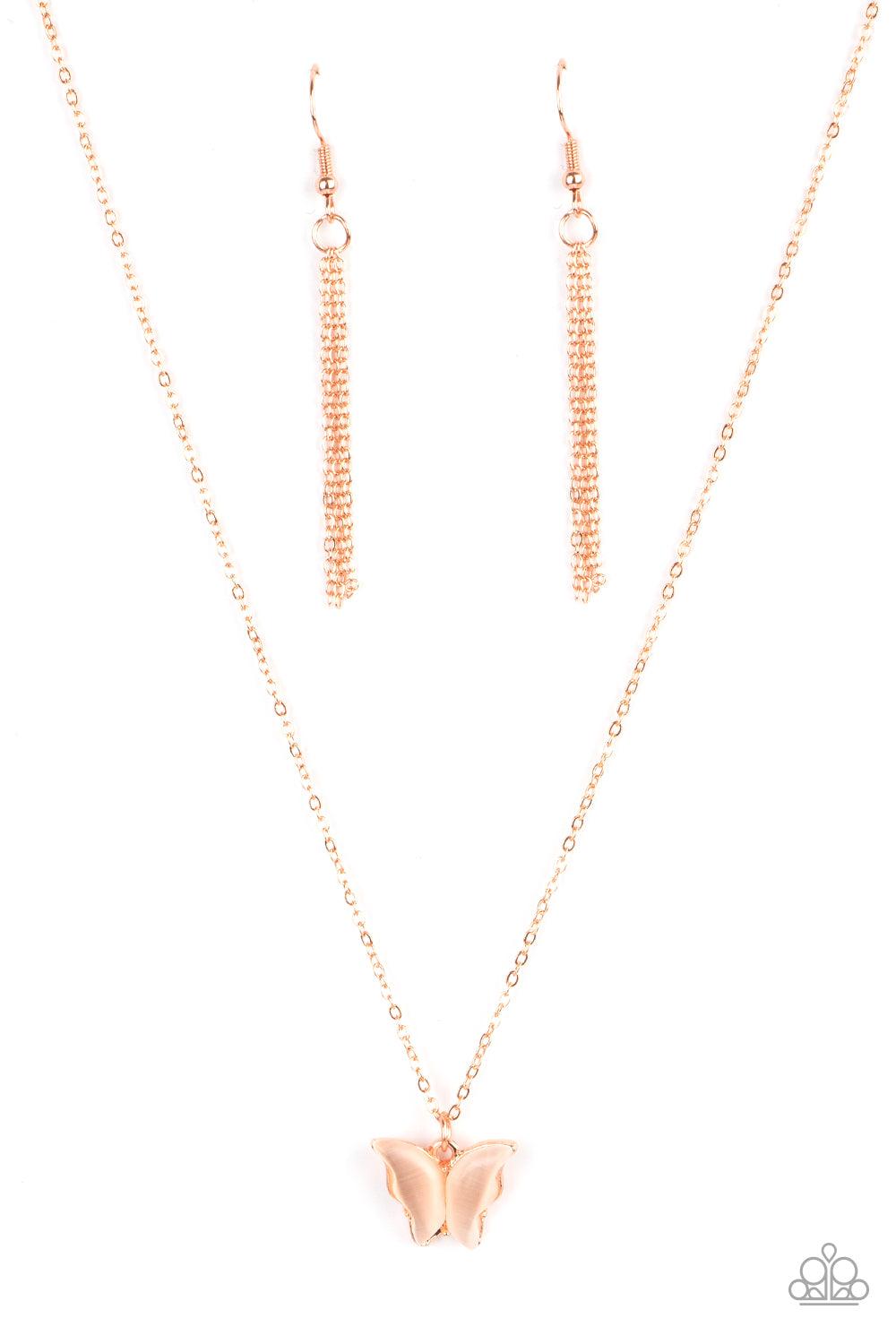 Butterfly Prairies Copper Butterfly Necklace - Paparazzi Accessories- lightbox - CarasShop.com - Paparazzi Jewelry by Cara Jewels