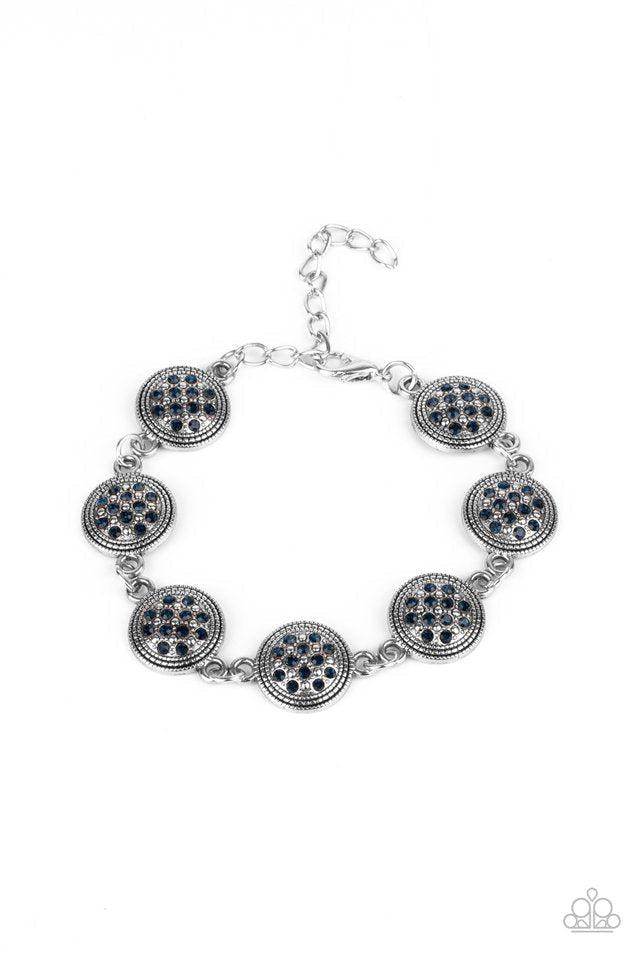 By Royal Decree Blue Rhinestone Bracelet - Paparazzi Accessories- lightbox - CarasShop.com - Paparazzi Jewelry by Cara Jewels