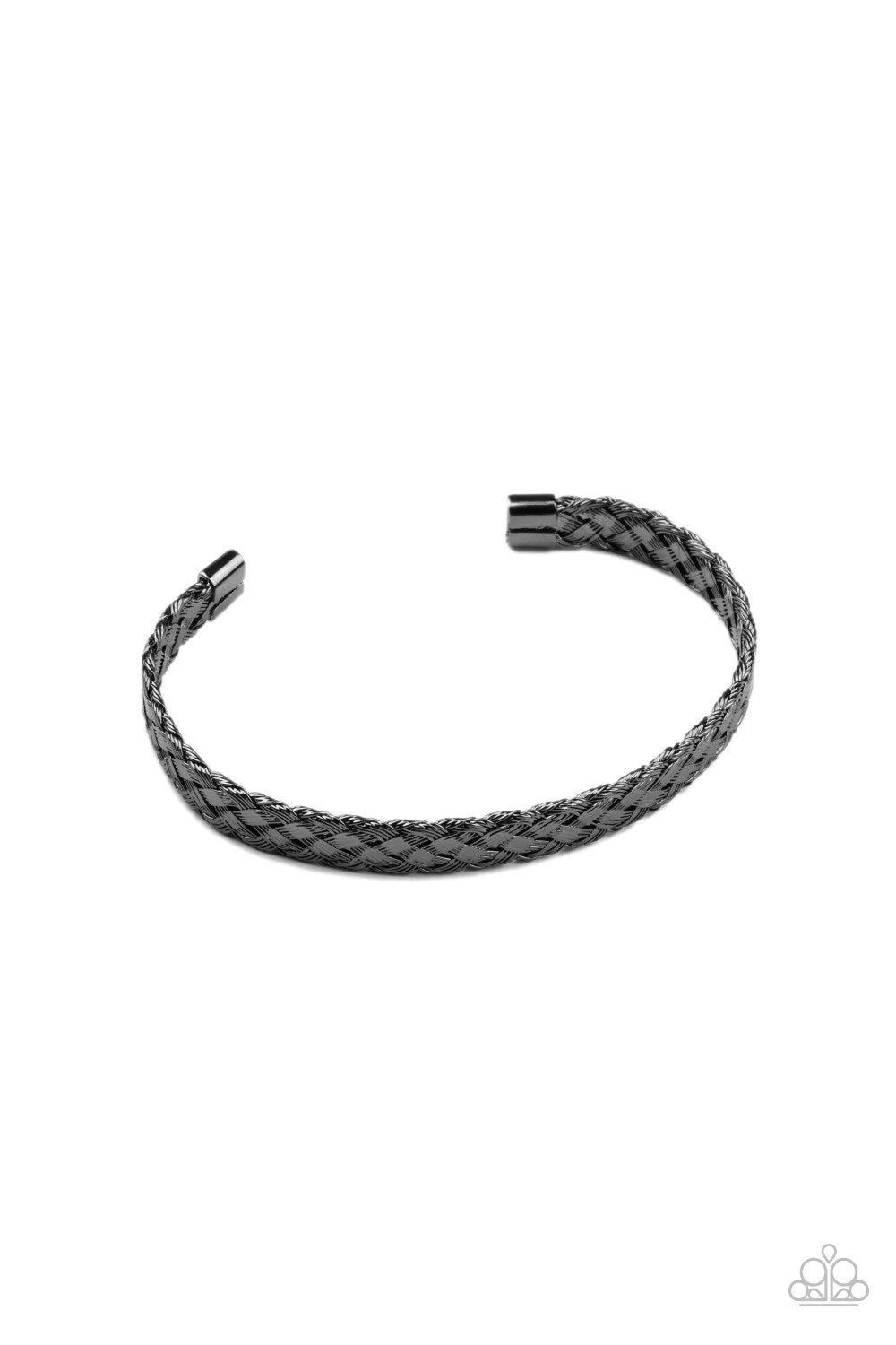 Cable Couture Men's Black Cuff Bracelet - Paparazzi Accessories- lightbox - CarasShop.com - Paparazzi Jewelry by Cara Jewels
