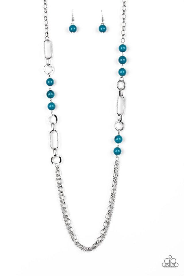 CACHE Me Out Blue and Silver Necklace - Paparazzi Accessories- lightbox - CarasShop.com - Paparazzi Jewelry by Cara Jewels