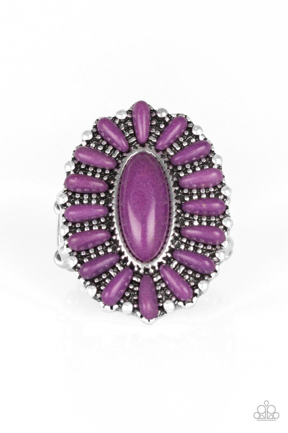 Cactus Cabana Purple Stone Ring - Paparazzi Accessories- lightbox - CarasShop.com - Paparazzi Jewelry by Cara Jewels