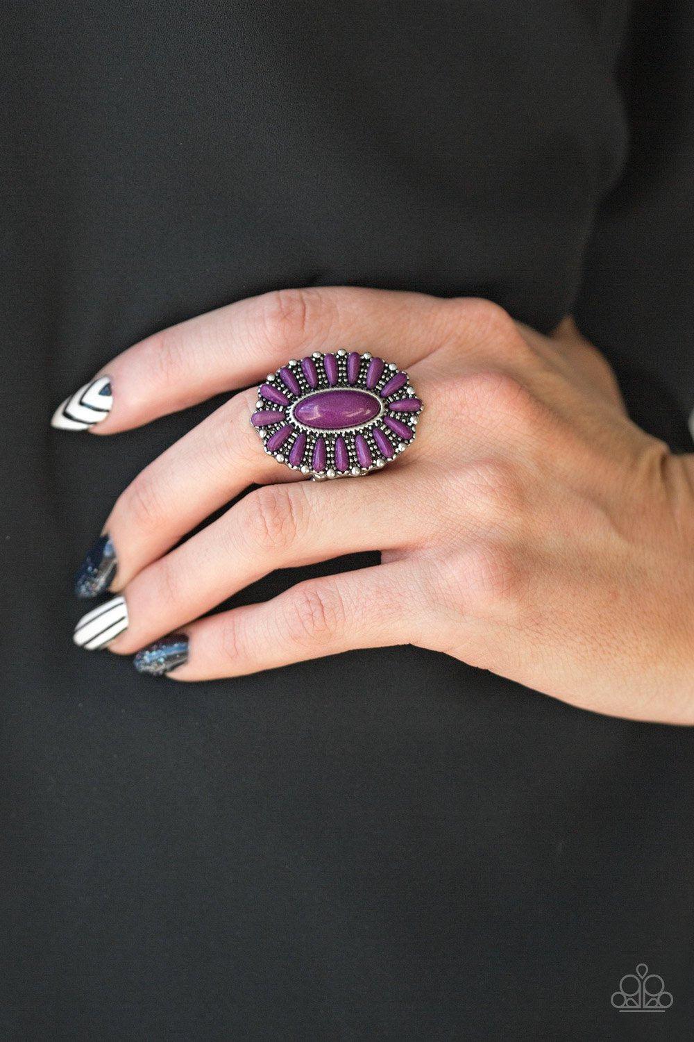 Cactus Cabana Purple Stone Ring - Paparazzi Accessories- lightbox - CarasShop.com - Paparazzi Jewelry by Cara Jewels