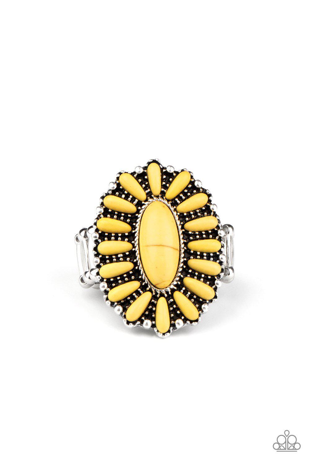 Cactus Cabana Yellow Stone Ring - Paparazzi Accessories- lightbox - CarasShop.com - Paparazzi Jewelry by Cara Jewels