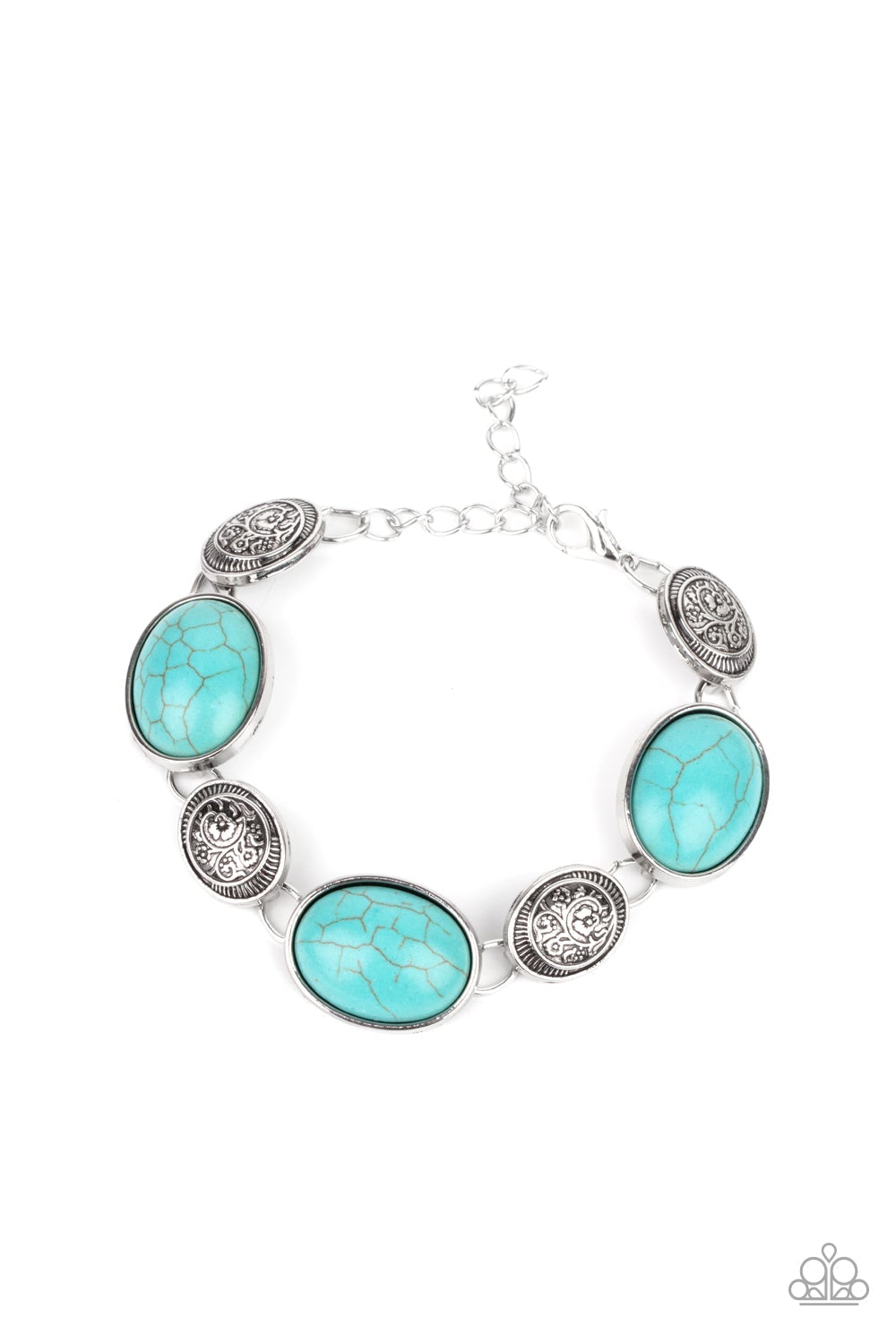 Cactus Country Turquoise Blue Stone Bracelet - Paparazzi Accessories- lightbox - CarasShop.com - Paparazzi Jewelry by Cara Jewels