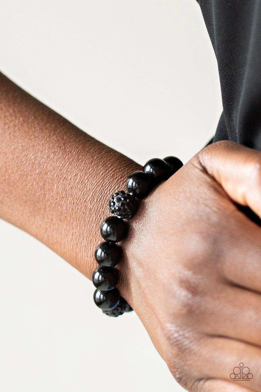 Cake Walk Black Bracelet - Paparazzi Accessories- on model - CarasShop.com - Paparazzi Jewelry by Cara Jewels