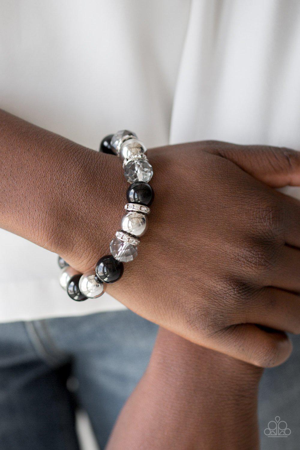 Camera Chic Black and Silver Bracelet - Paparazzi Accessories- on model - CarasShop.com - Paparazzi Jewelry by Cara Jewels