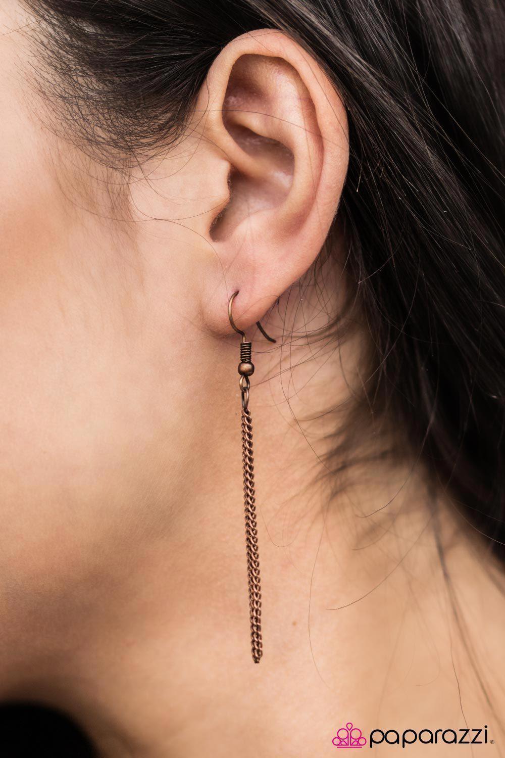 Canary Song Copper Necklace - Paparazzi Accessories - free matching earrings -CarasShop.com - Paparazzi Jewelry by Cara Jewels