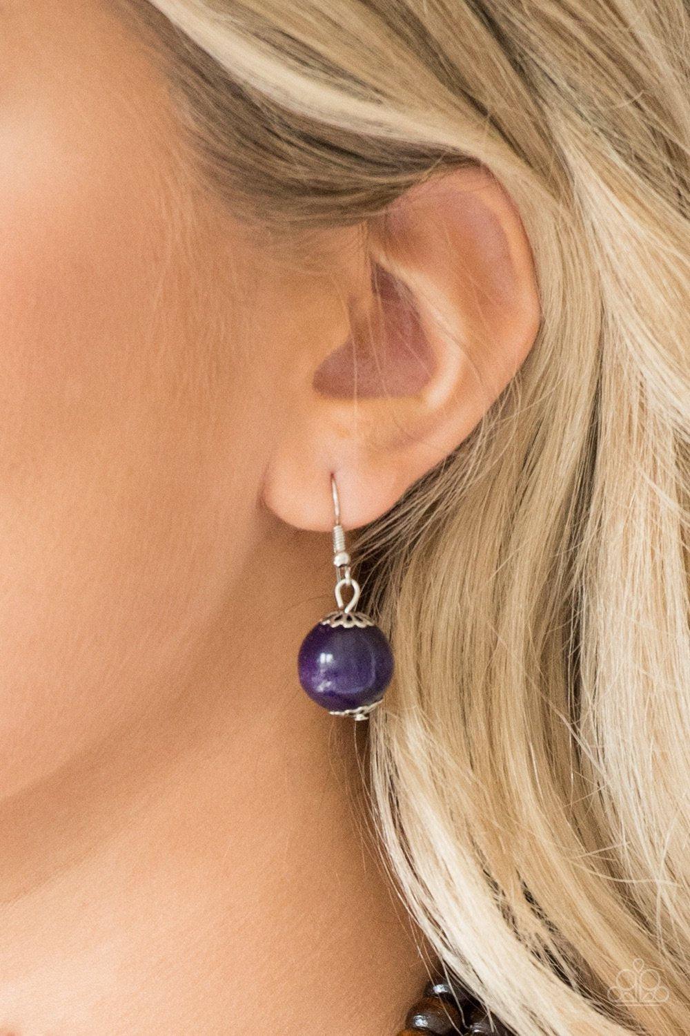 Cancun Cast Away Purple Wood Necklace - Paparazzi Accessories - free matching earrings -CarasShop.com - Paparazzi Jewelry by Cara Jewels