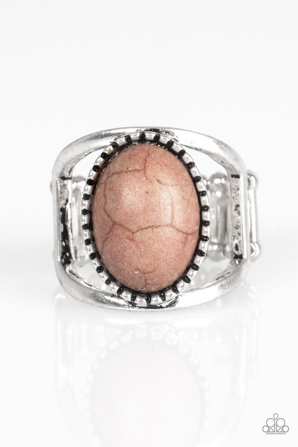 Canyon Cache Brown Stone Ring - Paparazzi Accessories- lightbox - CarasShop.com - Paparazzi Jewelry by Cara Jewels