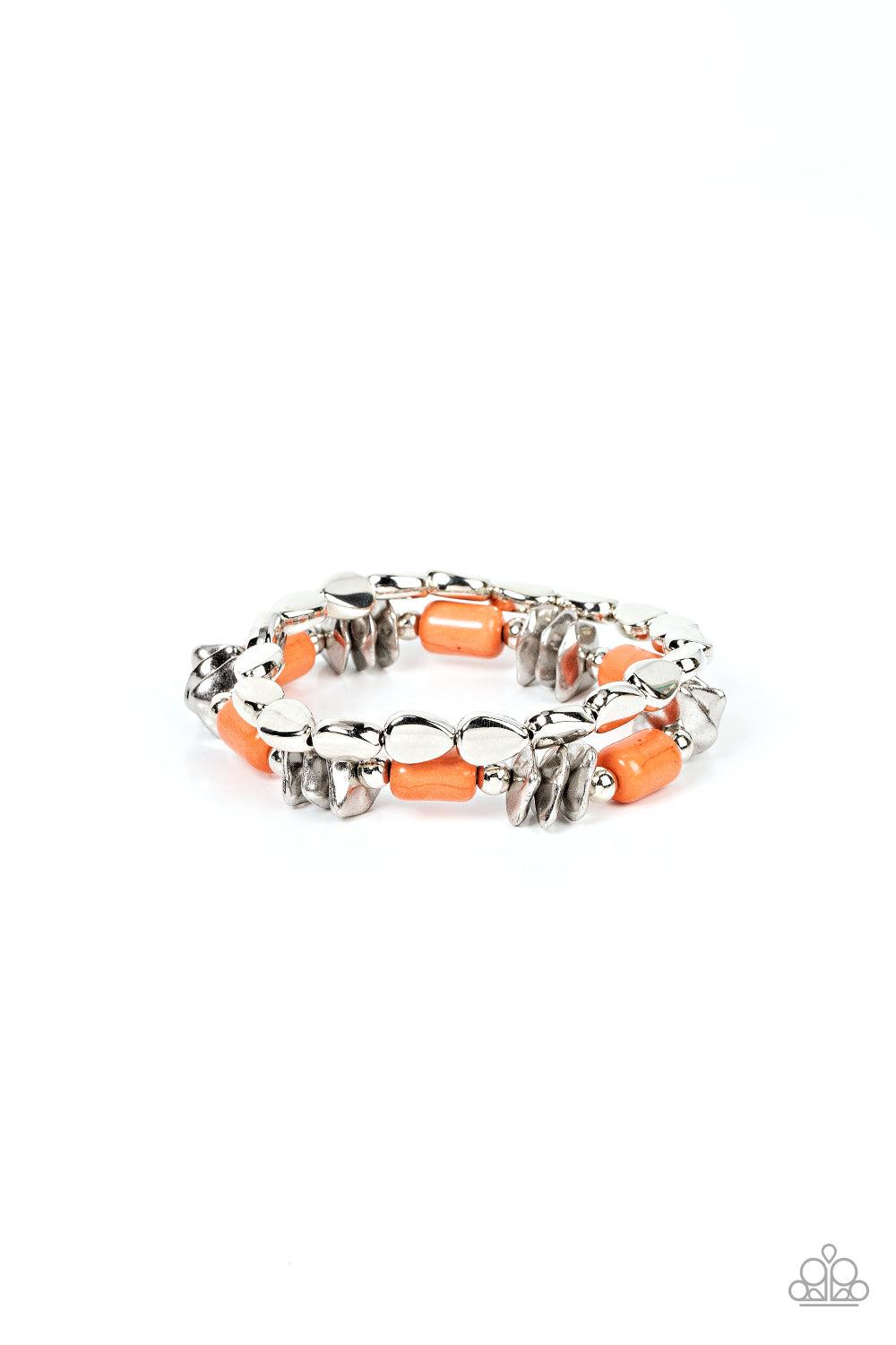 Canyon Cavern Orange Stone Bracelet - Paparazzi Accessories- lightbox - CarasShop.com - Paparazzi Jewelry by Cara Jewels