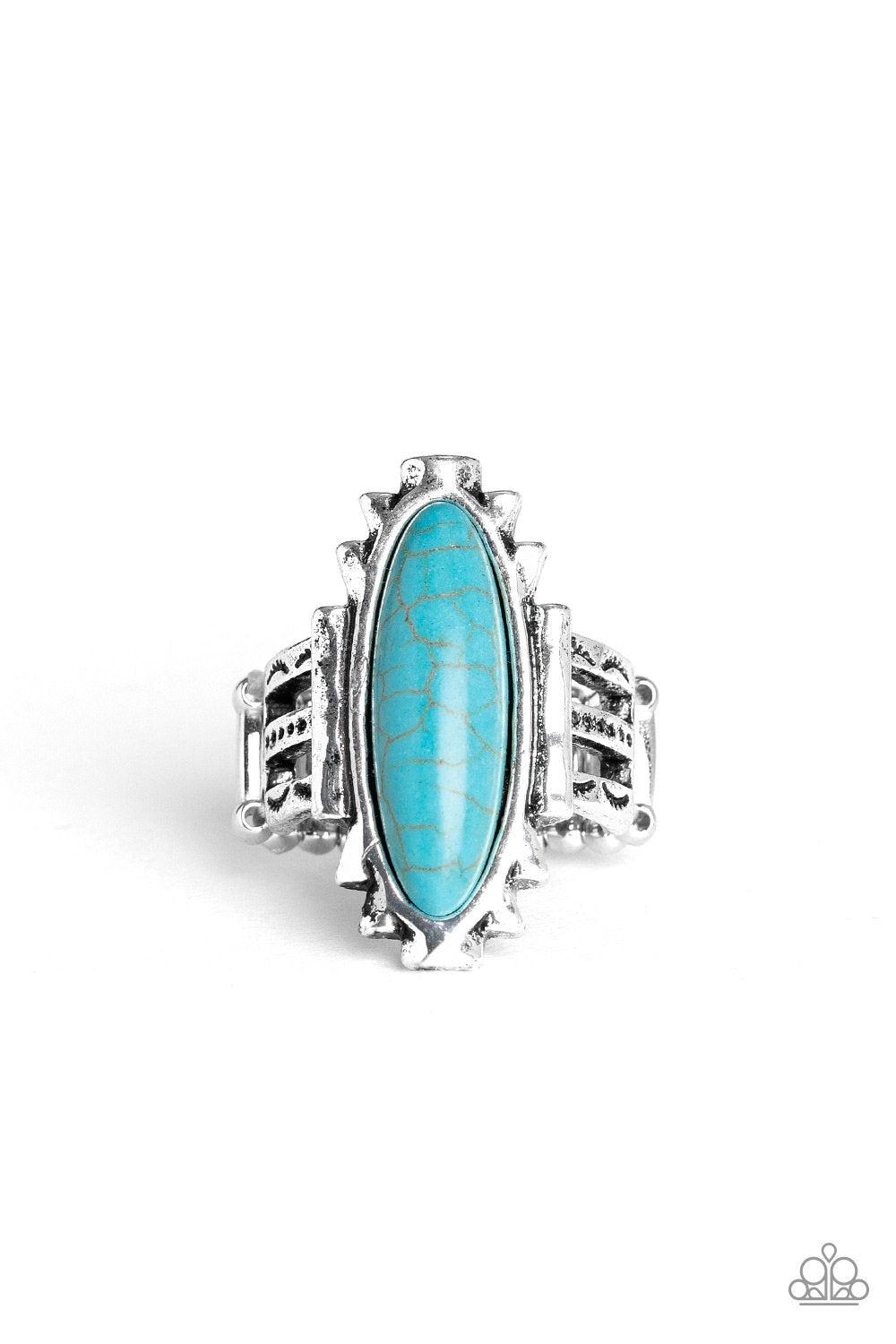 Canyon Colada Turquoise Blue Stone Ring - Paparazzi Accessories- lightbox - CarasShop.com - Paparazzi Jewelry by Cara Jewels
