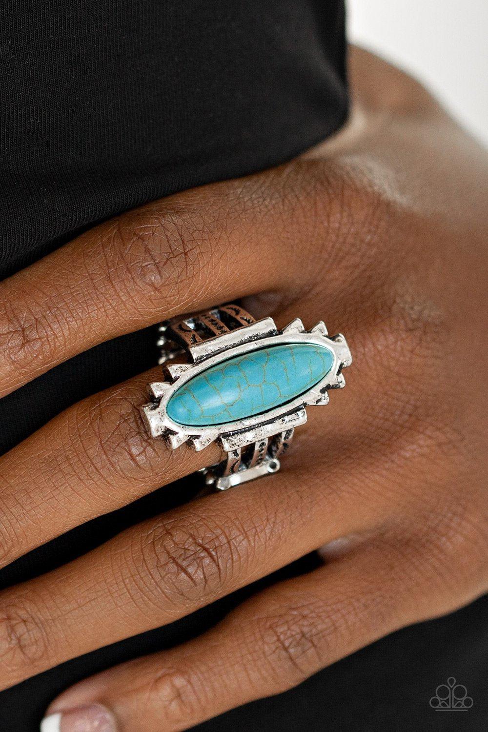 Canyon Colada Turquoise Blue Stone Ring - Paparazzi Accessories- on model - CarasShop.com - Paparazzi Jewelry by Cara Jewels