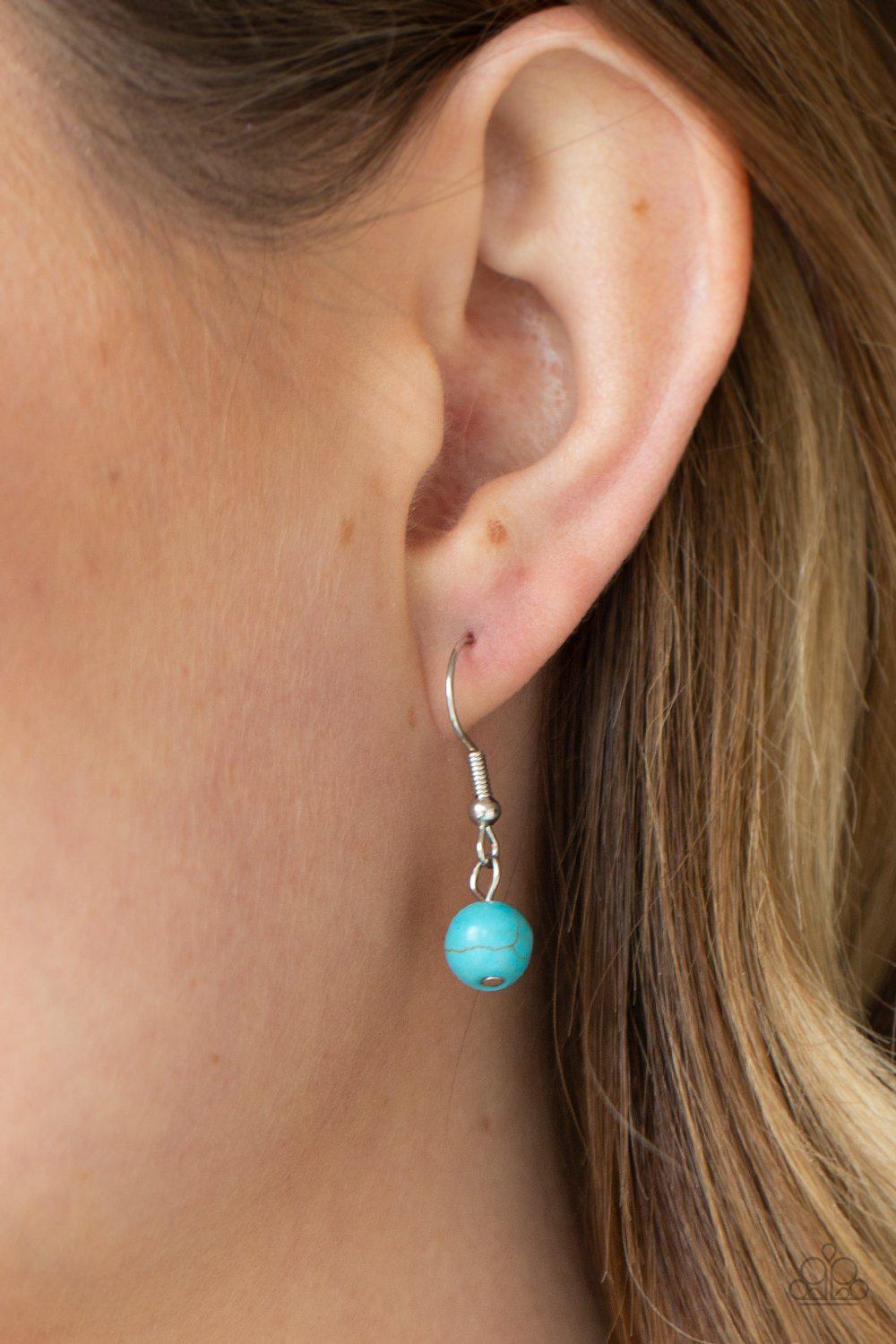 Canyon Cottage Turquoise Blue Stone and Silver Necklace - Paparazzi Accessories - free matching earrings -CarasShop.com - Paparazzi Jewelry by Cara Jewels