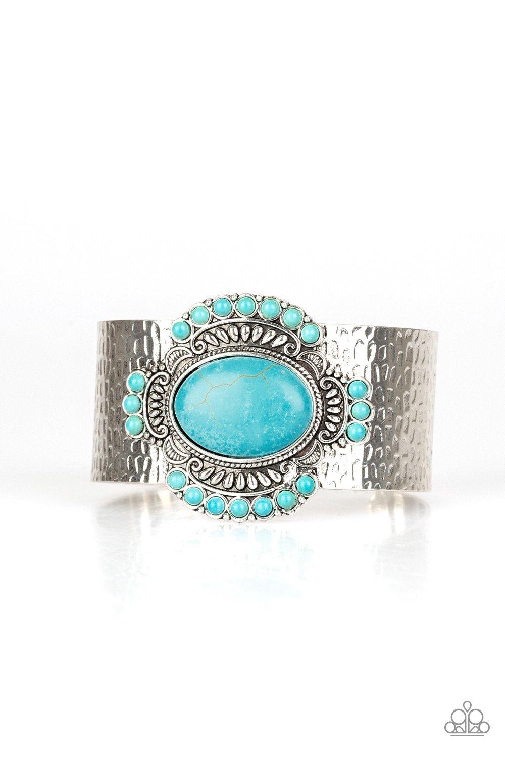 Canyon Crafted Turquoise Blue Stone and Silver Cuff Bracelet - Paparazzi Accessories- lightbox - CarasShop.com - Paparazzi Jewelry by Cara Jewels