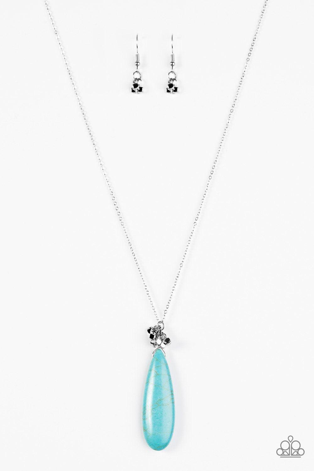 Canyon Craze Turquoise Blue Teardrop Necklace - Paparazzi Accessories- lightbox - CarasShop.com - Paparazzi Jewelry by Cara Jewels