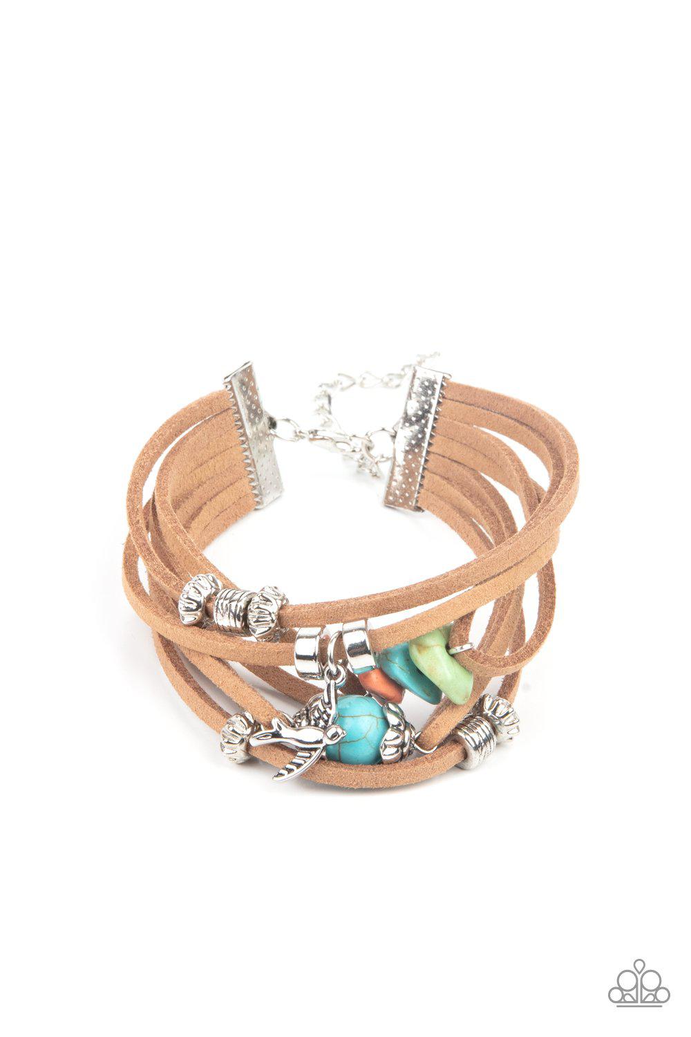 Canyon Flight Multi Stone and Suede Bracelet - Paparazzi Accessories- lightbox - CarasShop.com - Paparazzi Jewelry by Cara Jewels